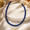 Elegant Blue Sapphire Beaded Necklace for Women | Faceted Sapphire Blue Sapphire cut Gemstone Style Necklace - Krishna Pearls and Jewellers