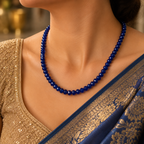 Elegant Blue Sapphire Beaded Necklace for Women | Faceted Sapphire Blue Sapphire cut Gemstone Style Necklace - Krishna Pearls and Jewellers