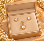 Pearl Bracelet, Pendant & Stud Earrings Set for Women | Elegant Gold-Tone Circular Pearl Jewellery Set | Krishna Pearls and Jewellers