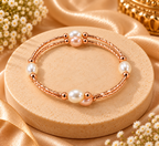 Pearl Bracelet, Pendant & Stud Earrings Set for Women | Elegant Gold-Tone Floral Pearl Jewellery Set | Krishna Pearls and Jewellers