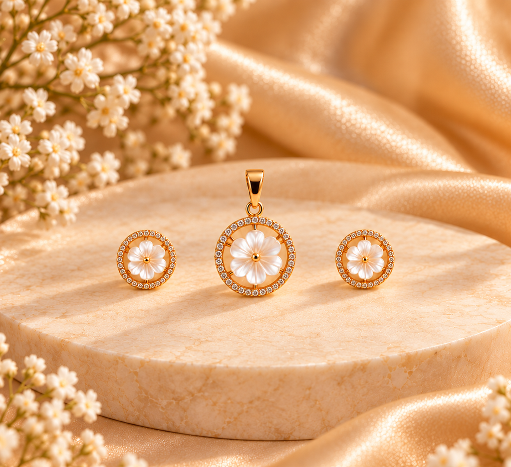 Multicolour Pearl Bracelet, Pendant & Earrings Set for Women | Elegant Pearl Jewellery Combination Set | Krishna Pearls and Jewellers