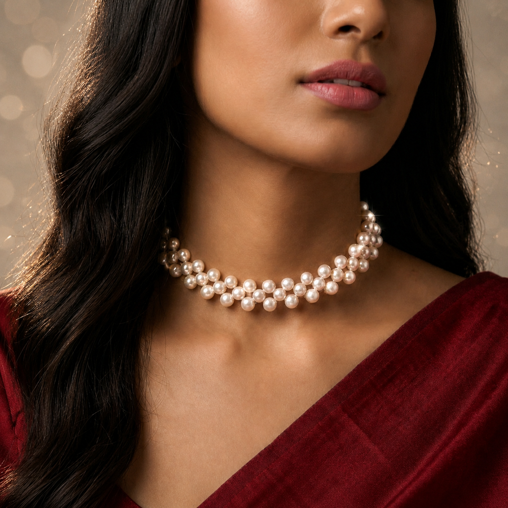 Classic Double-Strand White Pearl Choker