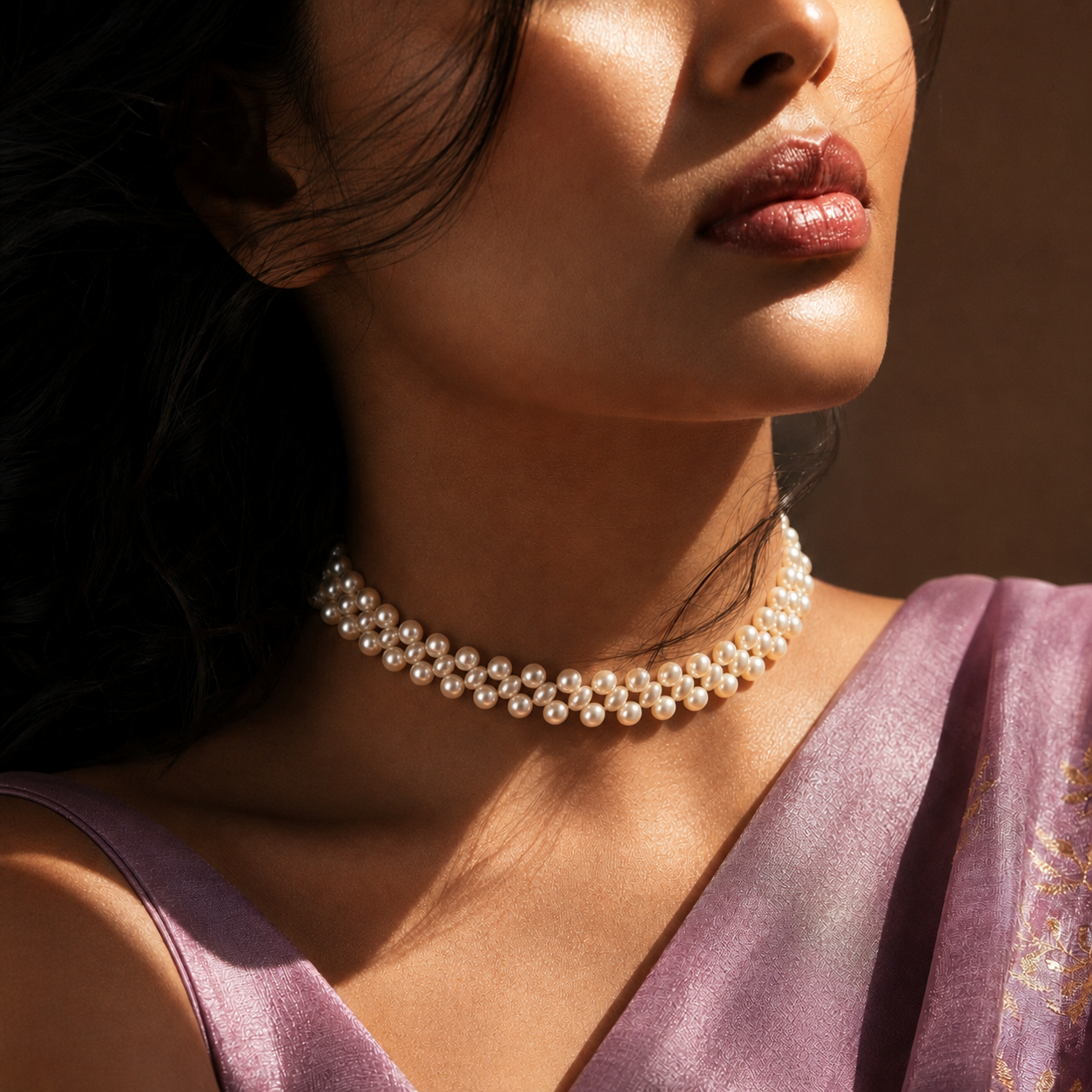 Blush Harmony Peach Pearl Woven Choker