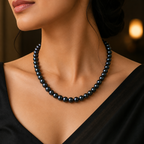 Classic Black Culture Pearl Mala – Elegant Round Pearl Necklace | Krishna Pearls and Jewellers