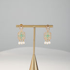 Freshwater Pearl Choker Set with Green Gemstone Centerpiece & Matching Earrings | Bridal Designer Pearl Jewellery