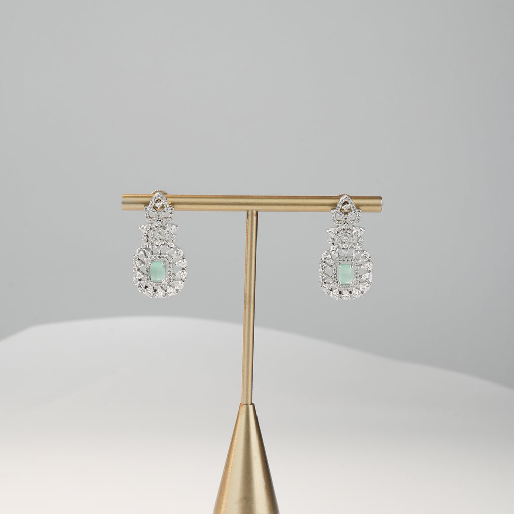 Luxury Freshwater Pearl Choker Set with Green Stone Crystal Centerpiece & Matching Earrings | Designer Bridal Pearl Jewellery Set