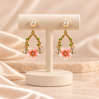 Golden Bloom Floral Earrings for Women – Elegant Flower Design | Krishna Pearls & Jewellers
