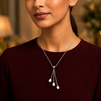 Trio Elegance: Silver Pendant Fancy string