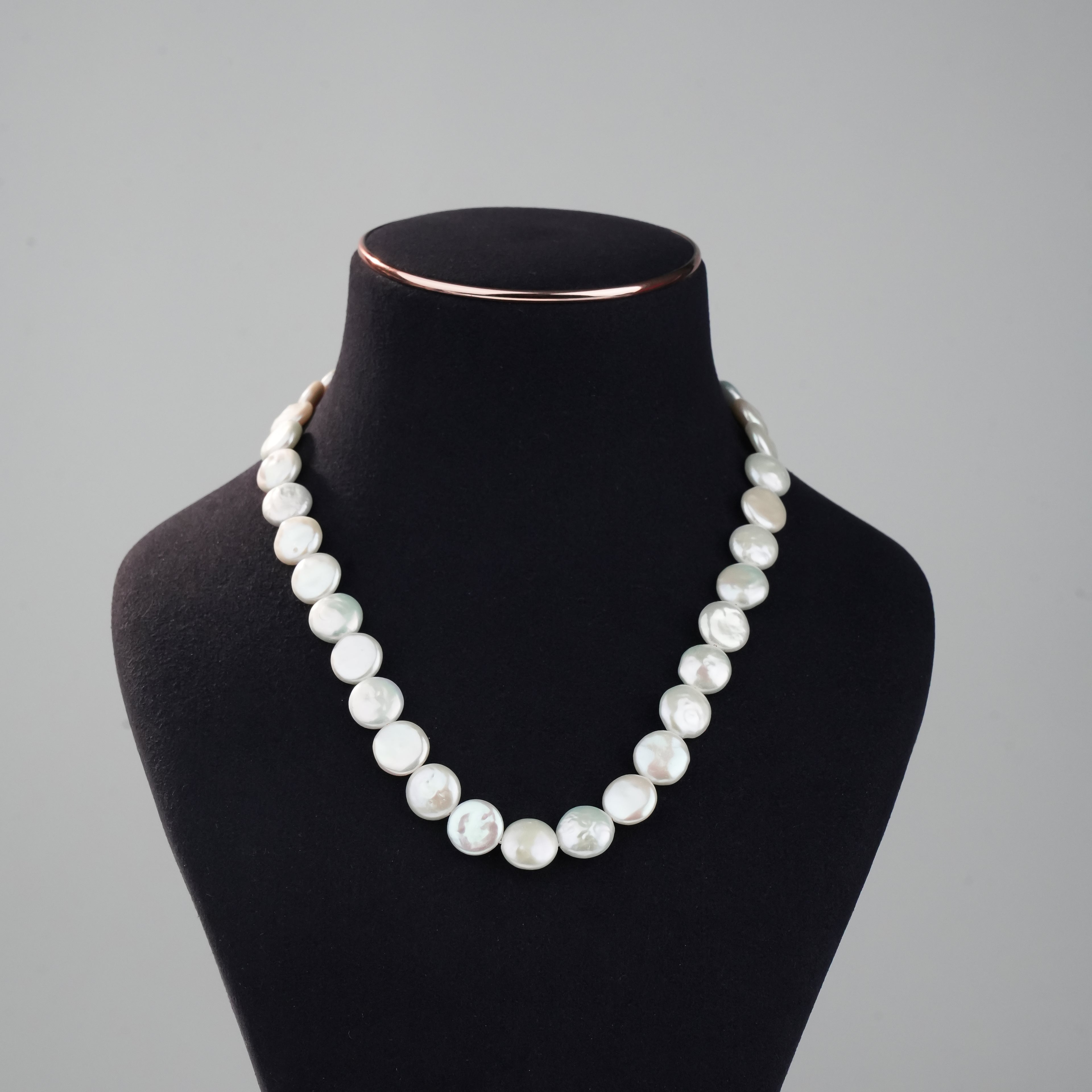 White Button Freshwater Pearl Necklace | Classic Statement Pearl Necklace for Women