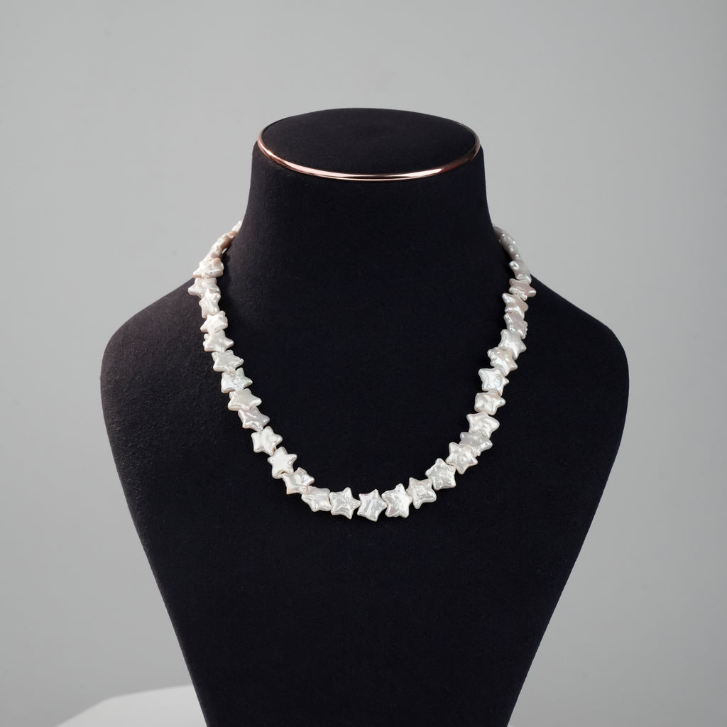 White Star Baroque Freshwater Pearl Necklace | Designer Statement Pearl Necklace.