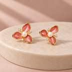 Blush Bloom Pink Floral Pearl Earrings for Women | Krishna Pearls & Jewellers
