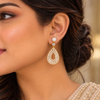 Royal Radiance Pearl & Crystal Teardrop Earrings for Women | Krishna Pearls & Jewellers