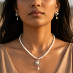 Freshwater Pearl Necklace & Earrings Set for Women