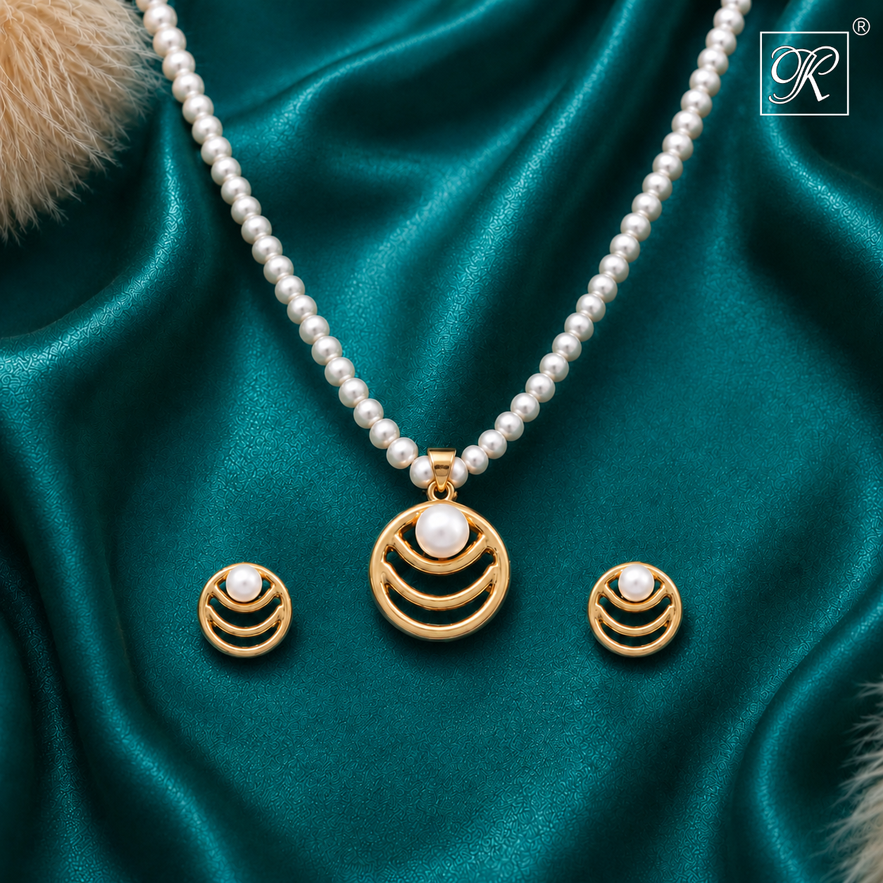 Golden Halo Pearl Necklace Set | Krishna Pearls and Jewellers