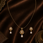 Royal Clover Pearl Drop Set Freshwater — view 1 — pearl jewellery — Krishna Pearls Hyderabad