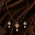 Regal Radiance White Pearl Pendant & — view 1 — pearl jewellery — Krishna Pearls Hyderabad