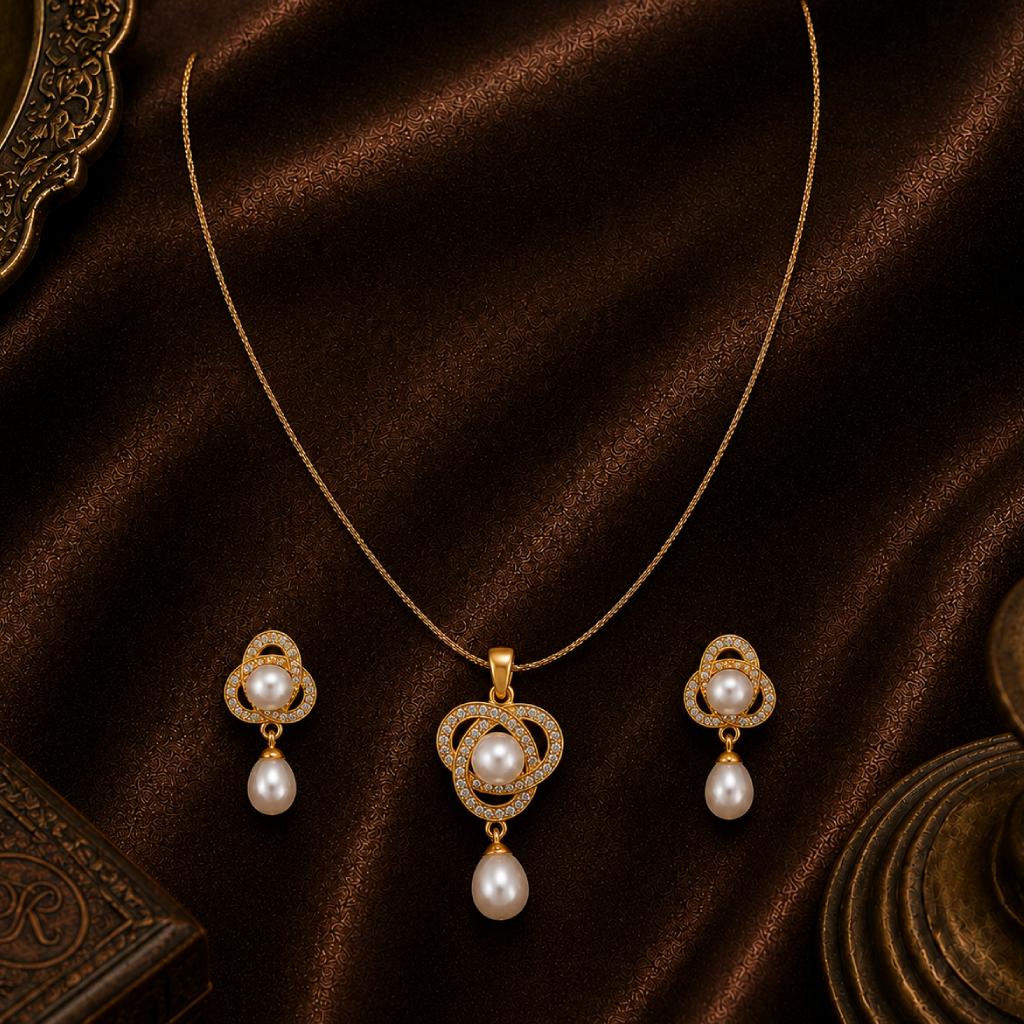 Regal Radiance White Pearl Pendant & | Krishna Pearls and Jewellers