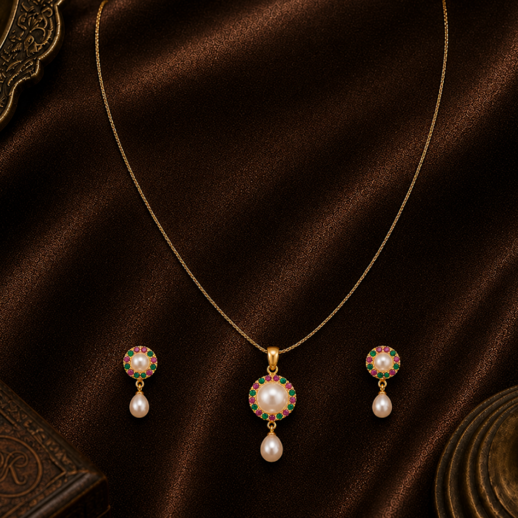 Royal Radiance Pearl & Gemstone Set | Krishna Pearls and Jewellers