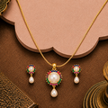 Radiant Petals White Pearl Pendant & — view 1 — pearl jewellery — Krishna Pearls Hyderabad