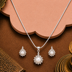 Celestial Sparkle White Pearl Pendant & — view 4 — pearl jewellery — Krishna Pearls Hyderabad