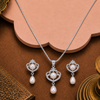 Regal Elegance White Pearl Jewelry Set — view 2 — pearl jewellery — Krishna Pearls Hyderabad