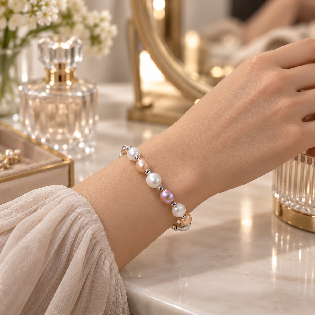 Rosé Lumière Pearl Bracelet | Krishna Pearls and Jewellers