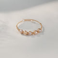 Handcrafted Gold-Tone Pearl Wire Wrap Bracelet | Adjustable Freshwater Pearl Cuff Bangle
