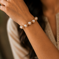 Handcrafted Gold-Tone Pearl Wire Wrap Bracelet | Adjustable Freshwater Pearl Cuff Bangle