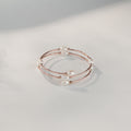 Rose Gold polished Multi-Layer Pearl Bracelet | Elegant Freshwater Pearl Adjustable Cuff Bangle for Women