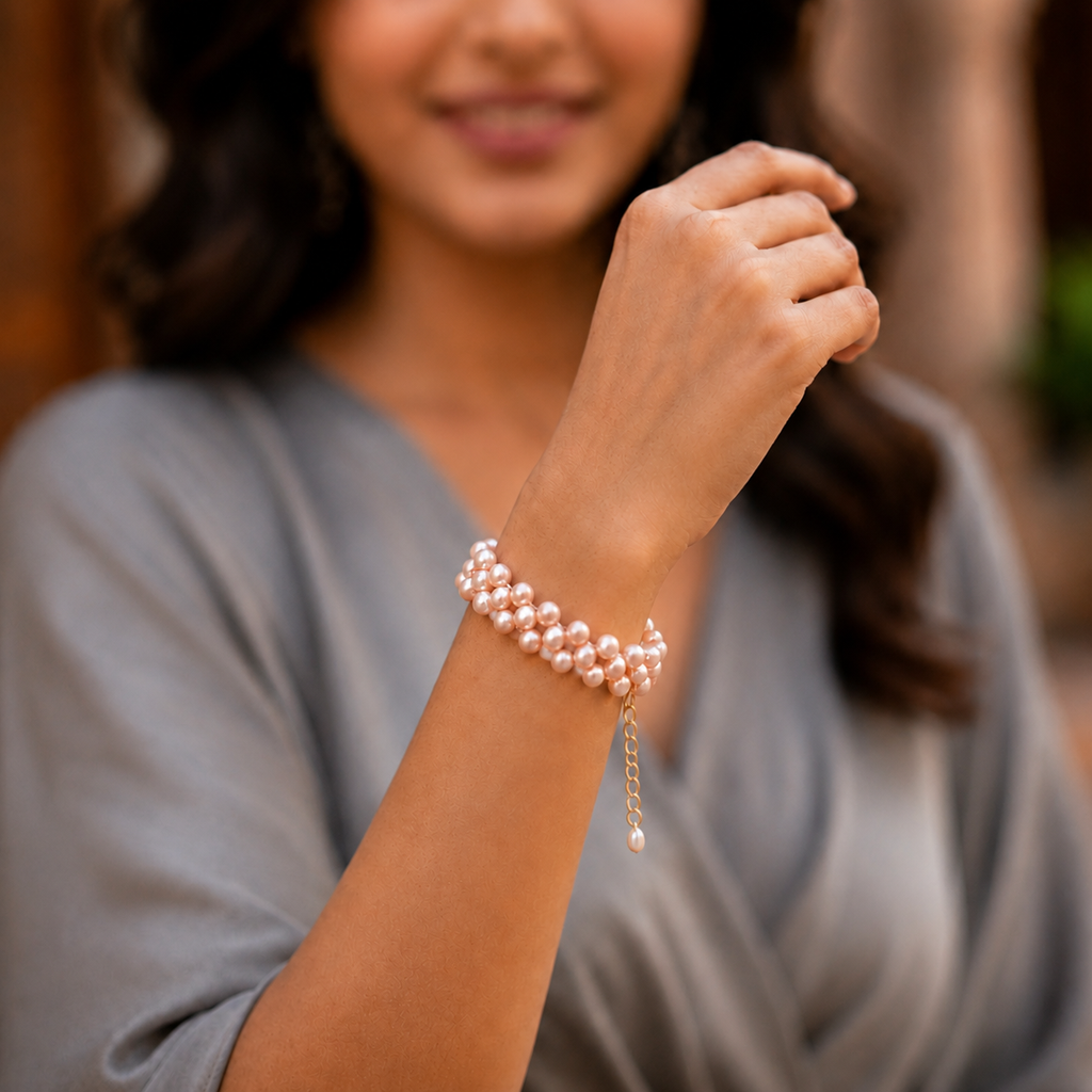 Handwoven Multi-Strand Pearl Bracelet