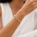 Adjustable Gold-Tone Pearl Chain Bracelet