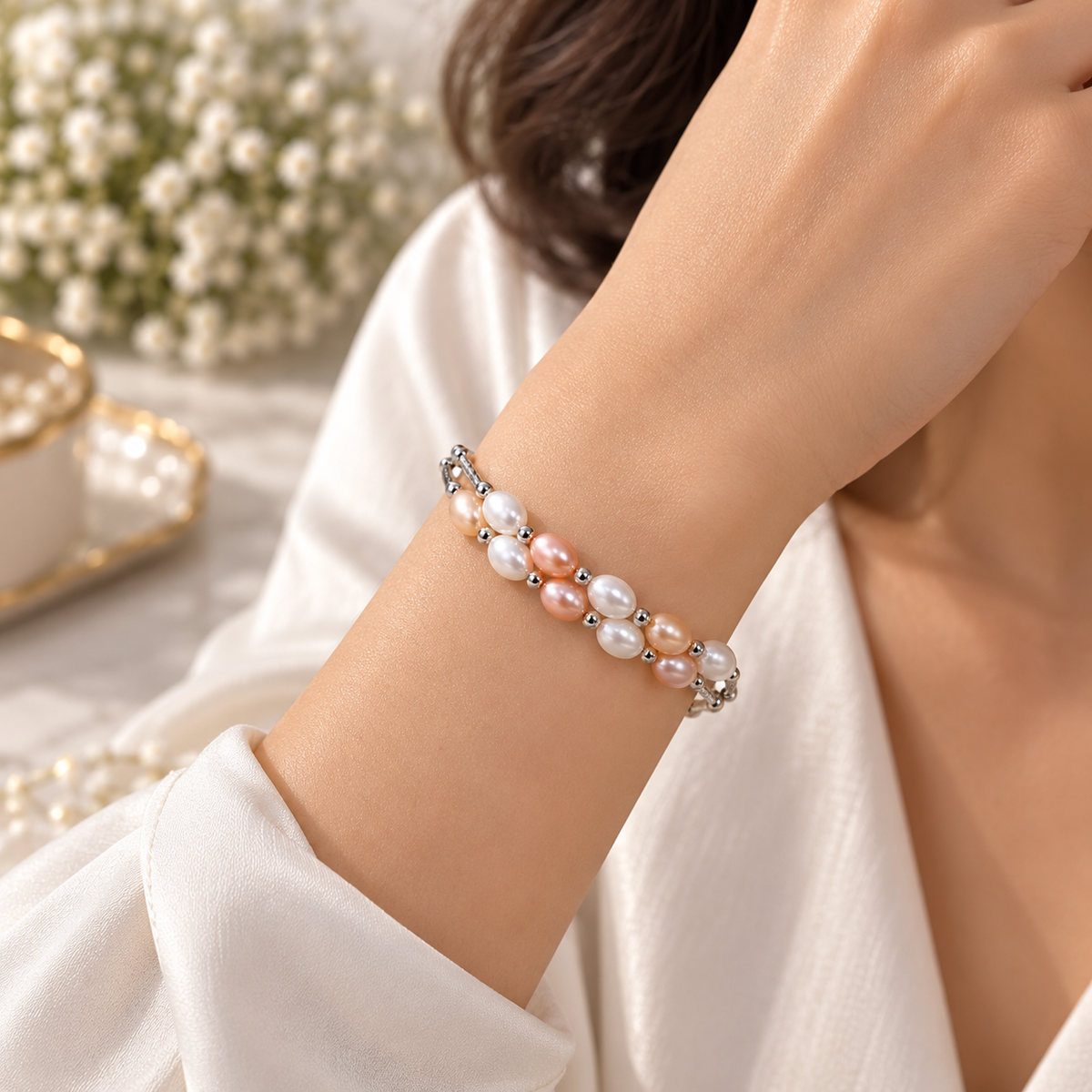 Elegant Multicolor Pearl Bracelet for Women | Krishna Pearls and Jewellers