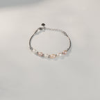 Pastel Freshwater Pearl Bracelet | Sterling Silver Adjustable Pearl Chain Bracelet