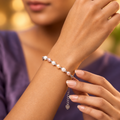 Pastel Freshwater Pearl Bracelet | Sterling Silver Adjustable Pearl Chain Bracelet