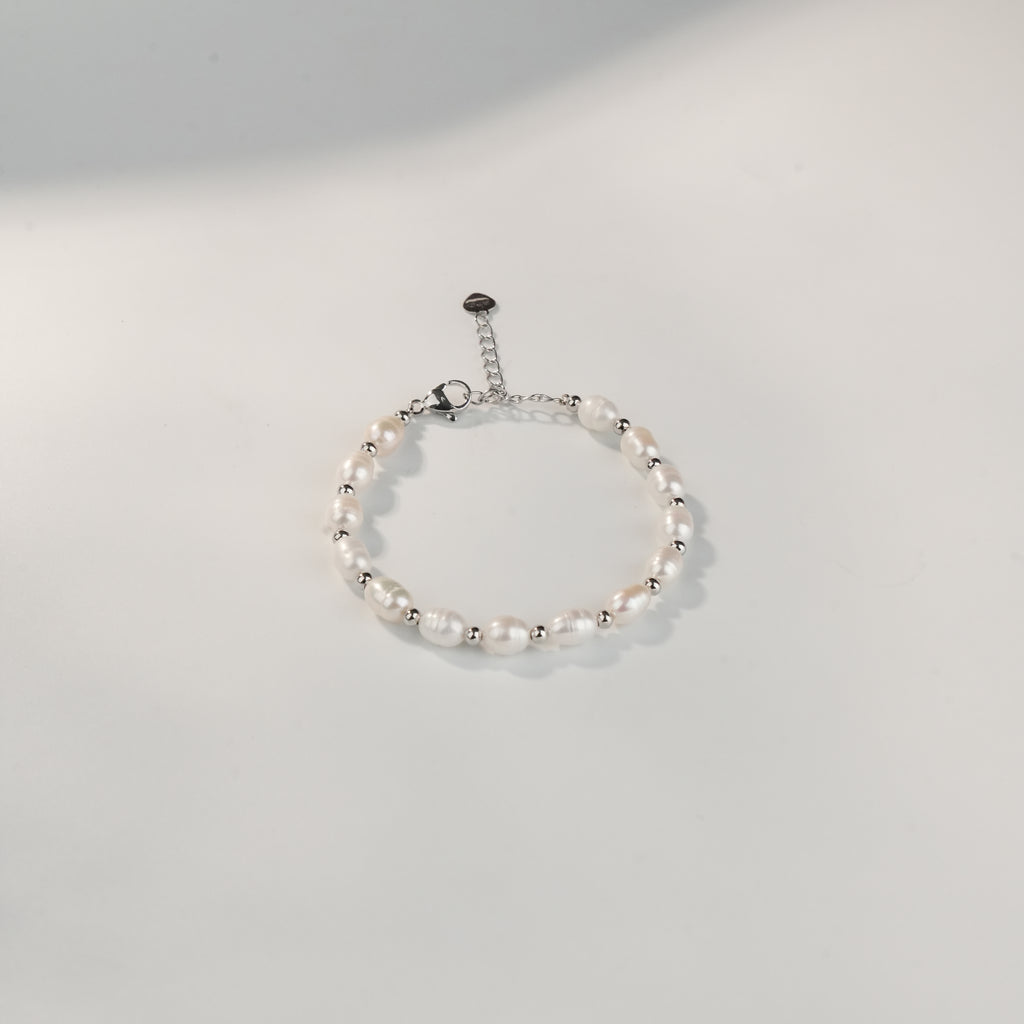 Freshwater Pearl Bracelet | Sterling Silver Adjustable Pearl Bracelet for Women