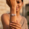 Rose Gold Pearl & CZ Open Cuff Bracelet | Luxury Adjustable Designer Bangle for Women