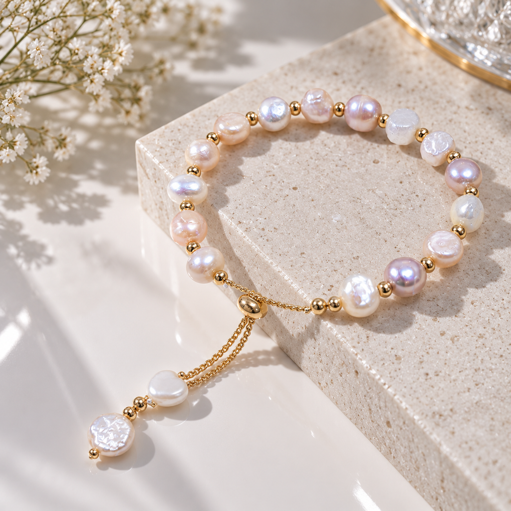 Baroque Pearl & Alloy Bracelet for Women | Krishna Pearls and Jewellers
