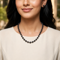 Shaded Multi-Colour Rice Pearl Single Line Mala Necklace (6-9 mm) | Pure Pearl Mala | Krishna Pearls & Jewellers, Hyderabad