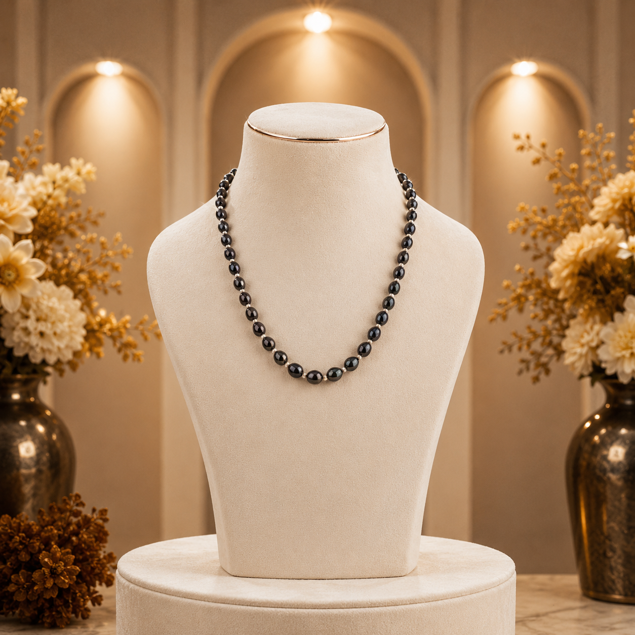 Shaded Multi-Colour Rice Pearl Single Line Mala Necklace (6-9 mm) | Pure Pearl Mala | Krishna Pearls & Jewellers, Hyderabad