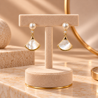 Pearl Fan Radiance Earrings for Women – Elegant Gold-Tone Design | Krishna Pearls & Jewellers