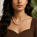 Grey Rice Pearl Single Line Mala Necklace (6-7 mm) | Pure Pearl Mala | Krishna Pearls & Jewellers, Hyderabad