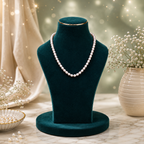 Grey Rice Pearl Single Line Mala Necklace (6-7 mm) | Pure Pearl Mala | Krishna Pearls & Jewellers, Hyderabad