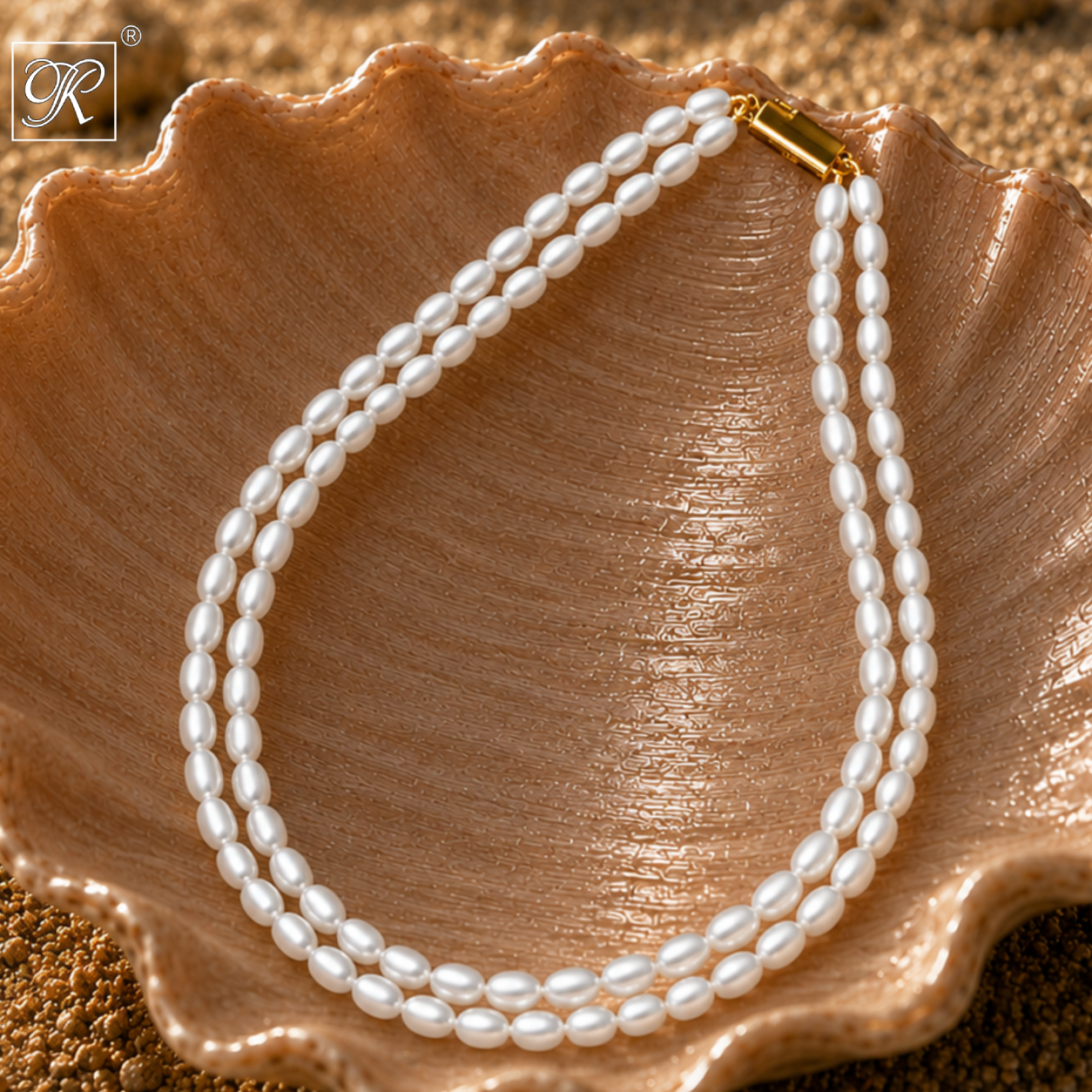 Double-Strand White Freshwater Pearl string — view 1 — pearl jewellery — Krishna Pearls Hyderabad