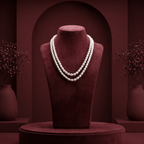 White Rice Pearl Double Line Mala Necklace (5-6 mm) | Pure Pearl Mala | Krishna Pearls & Jewellers, Hyderabad