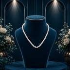 White Rice Pearl Single Line Mala Necklace (5-6 mm) | Pure Pearl Mala | Krishna Pearls & Jewellers, Hyderabad