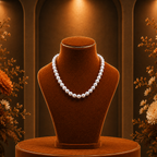 White Rice Pearl Single Line Mala Necklace (7-8 mm) | Pure Pearl Mala | Krishna Pearls & Jewellers, Hyderabad