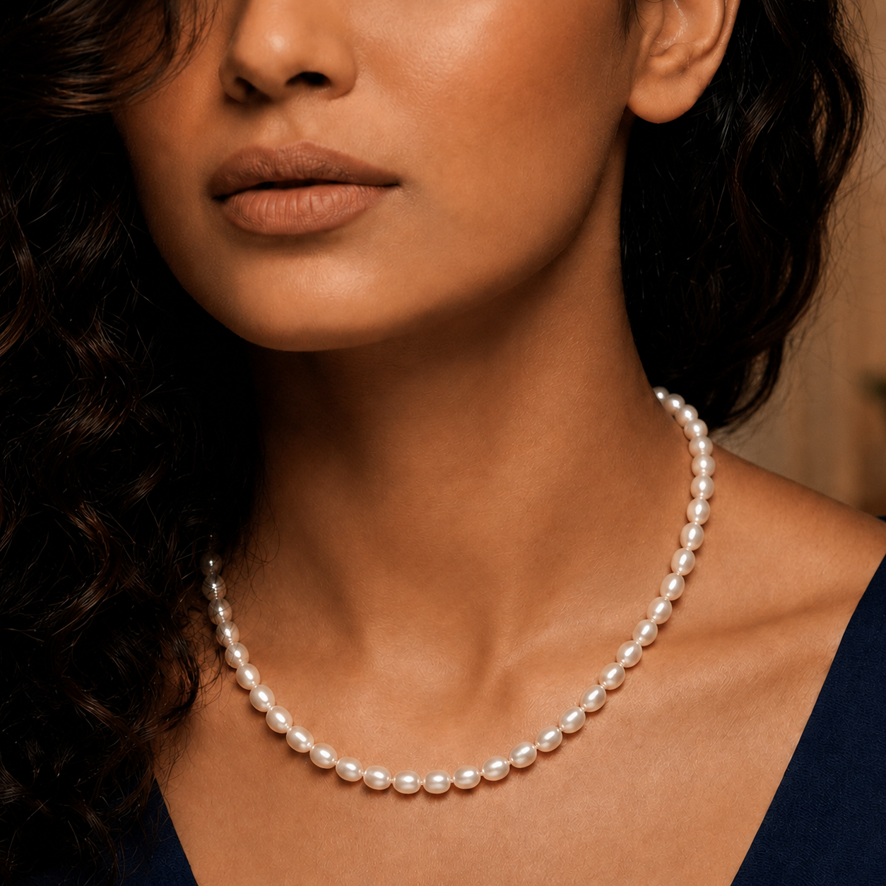 Classic Oval Freshwater Pearl String – Soft