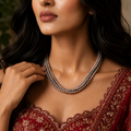 Grey Rice Pearl Triple Twisted Mala Necklace (3-4 mm) | Pure Pearl Mala | Krishna Pearls & Jewellers, Hyderabad