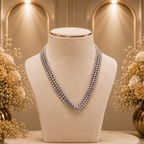Grey Rice Pearl Triple Twisted Mala Necklace (3-4 mm) | Pure Pearl Mala | Krishna Pearls & Jewellers, Hyderabad