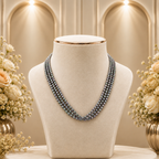 Grey Radiation Rice Pearl Triple Twisted Mala Necklace (4-5 mm) | Pure Pearl Mala | Krishna Pearls & Jewellers, Hyderabad